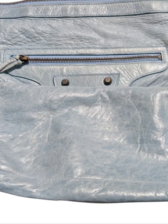 Balenciaga Leather Day Hobo Bag Light Blue Green Purse Shoulder Bag - Picture 5 of 16